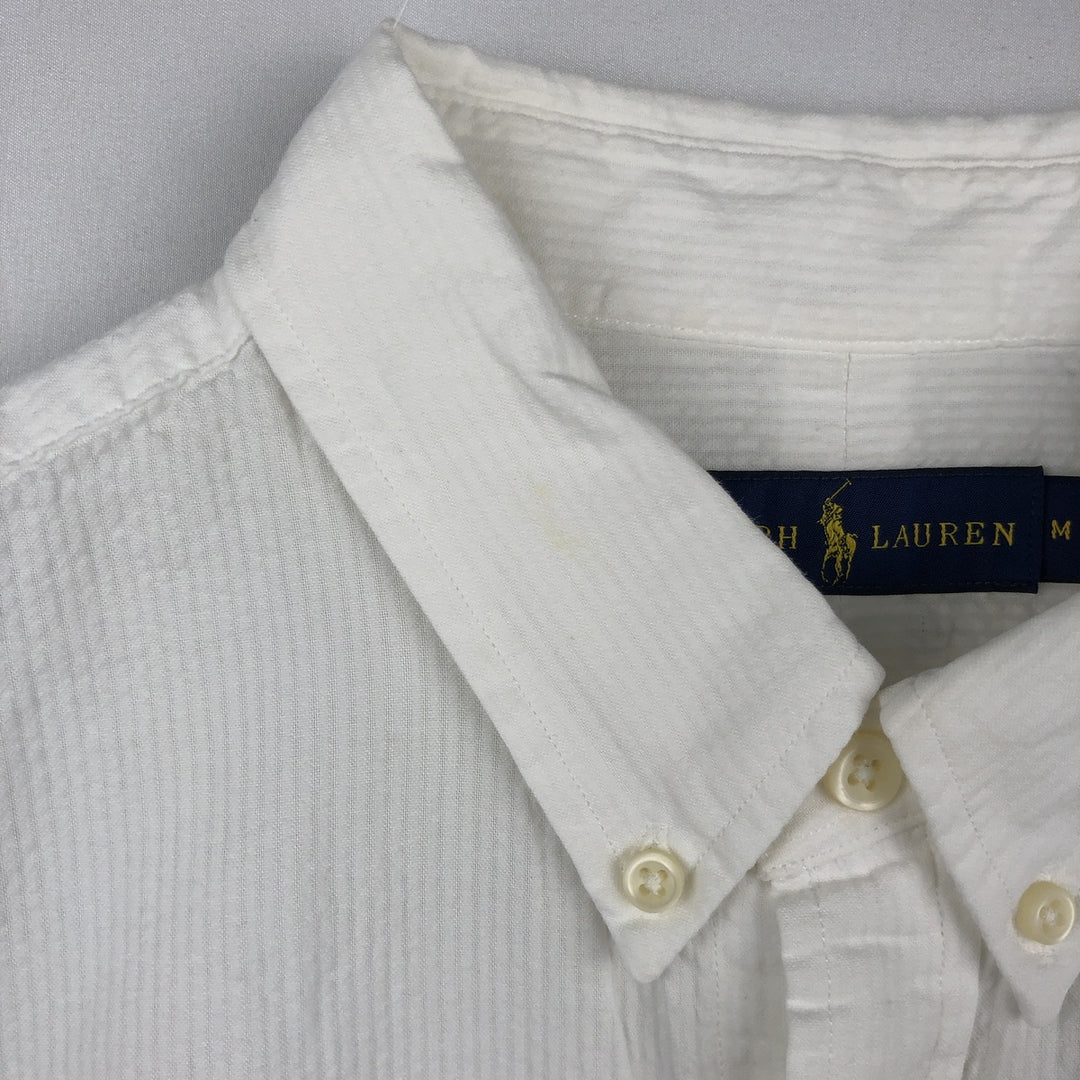 Ralph Lauren Seersucker Short Sleeve Button Down Shirt Men's M Size cotton white type Vintage Second Hand