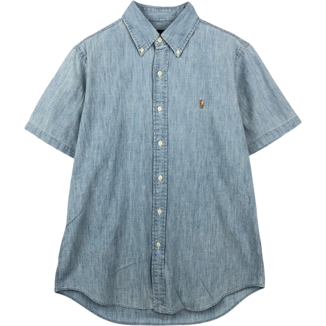 Ralph Lauren short sleeve button down shirt, men's size M cotton Blue type light blue Vintage Second Hand