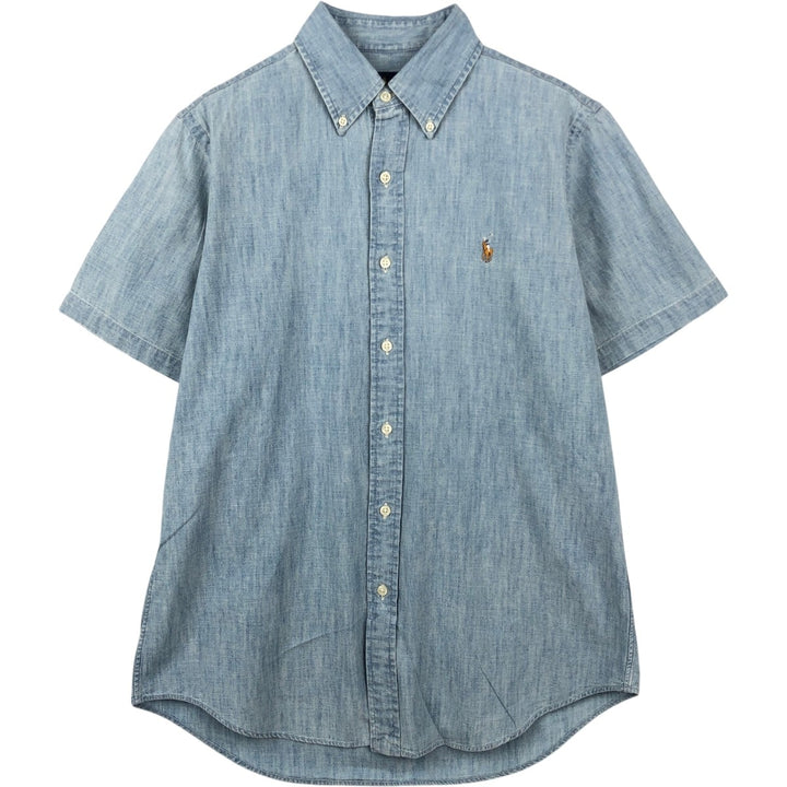 Ralph Lauren short sleeve button down shirt, men's size M cotton Blue type light blue Vintage Second Hand