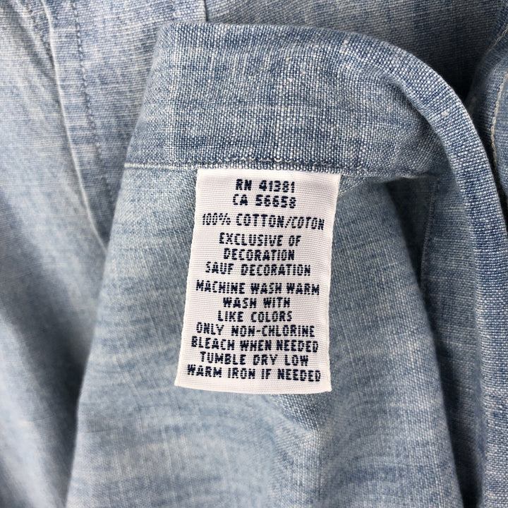 Ralph Lauren short sleeve button down shirt, men's size M cotton Blue type light blue Vintage Second Hand