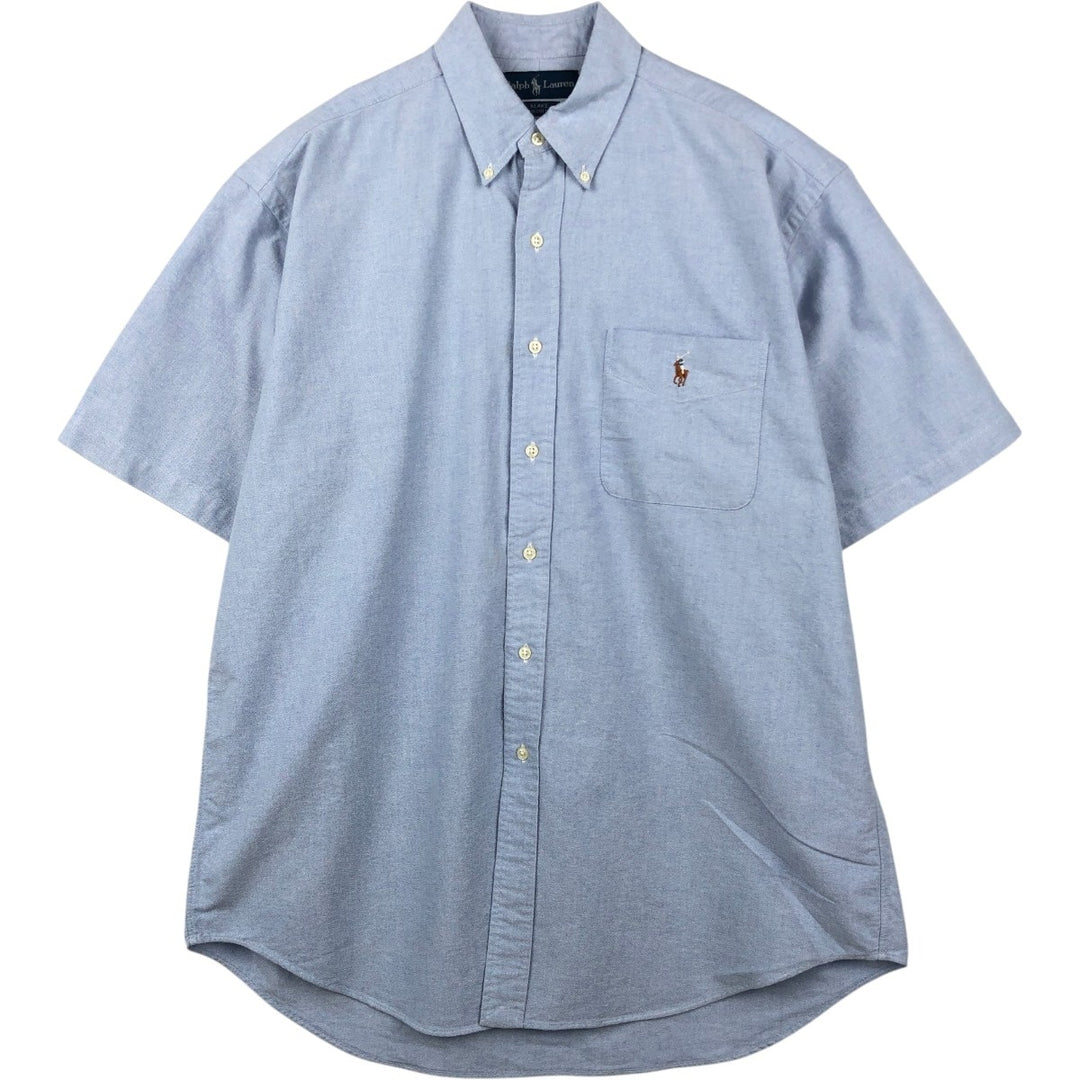 Ralph Lauren BLAKE short sleeve button down shirt, men's size L cotton Blue type light blue Vintage Second Hand