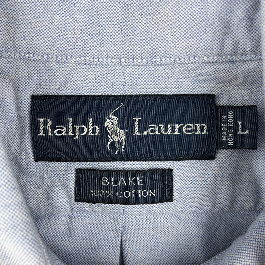 Ralph Lauren BLAKE short sleeve button down shirt, men's size L cotton Blue type light blue Vintage Second Hand