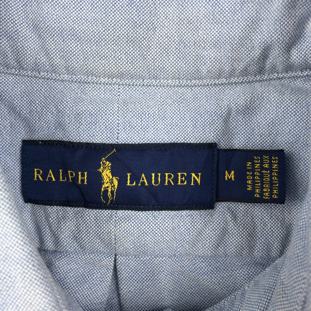 Ralph Lauren short sleeve button down shirt, men's size M cotton Blue type light blue Vintage Second Hand