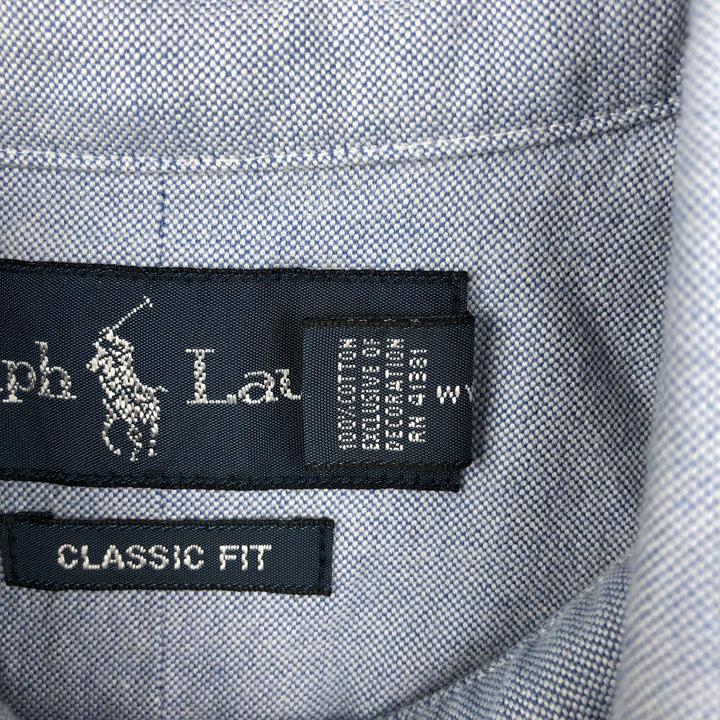 Ralph Lauren Classic Fit short sleeve button down shirt, men's size L cotton Blue type light blue Vintage Second Hand
