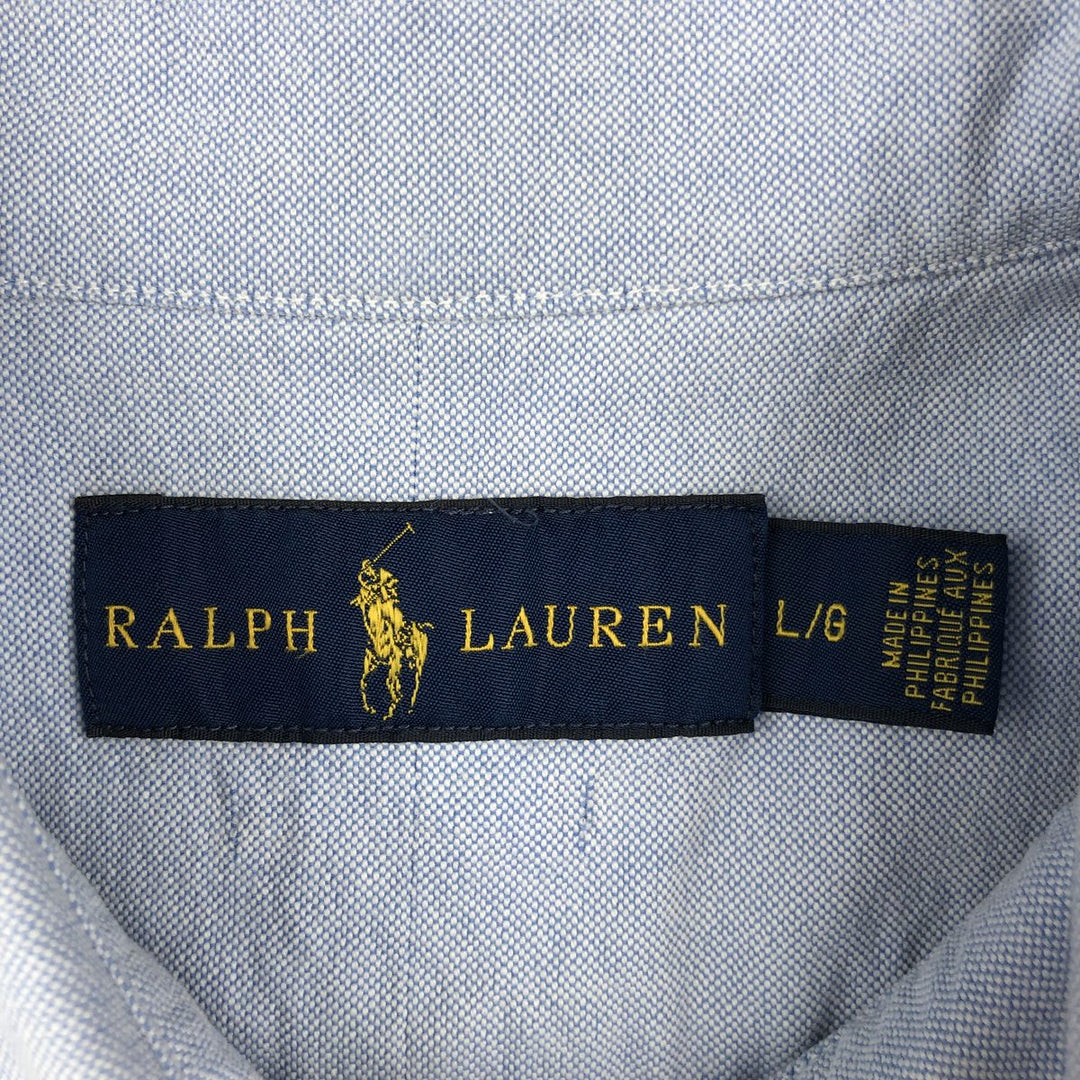 Ralph Lauren short sleeve button down shirt, men's size L cotton Blue type light blue Vintage Second Hand