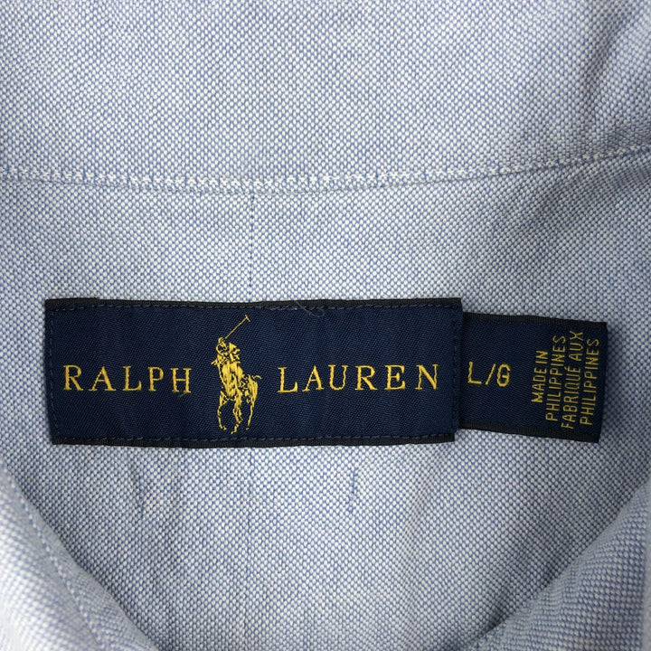 Ralph Lauren short sleeve button down shirt, men's size L cotton Blue type light blue Vintage Second Hand