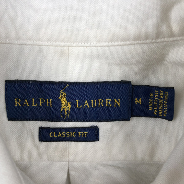 Ralph Lauren Classic Fit short sleeve button down shirt, men's size M cotton white type Vintage Second Hand