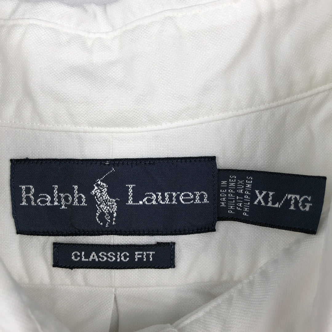 Ralph Lauren Classic Fit Short Sleeve Button Down Shirt Men's XL cotton white type Vintage Second Hand