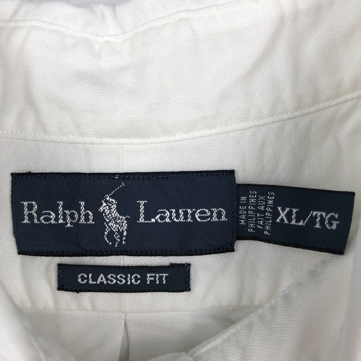Ralph Lauren Classic Fit Short Sleeve Button Down Shirt Men's XL cotton white type Vintage Second Hand