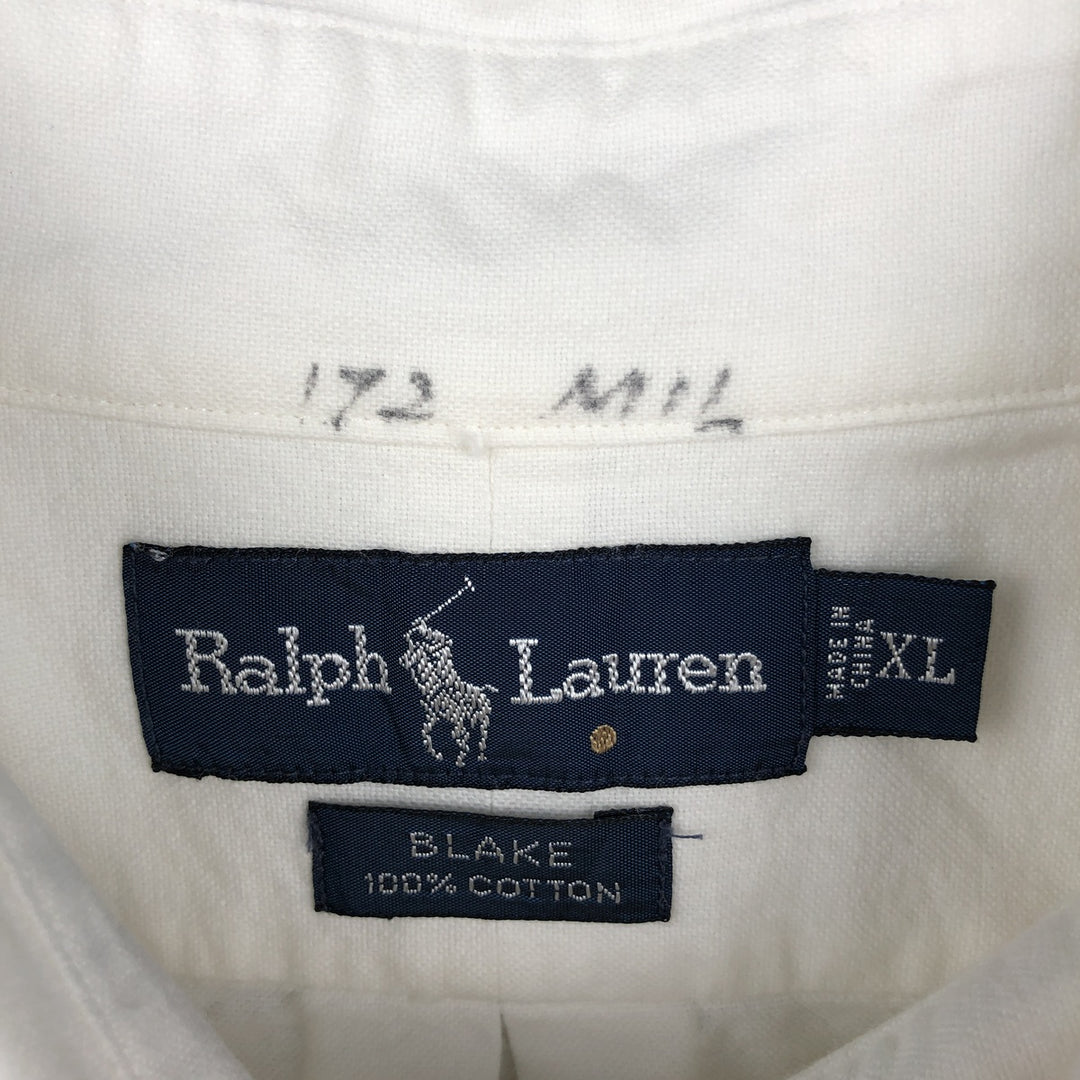 Ralph Lauren BLAKE short sleeve button down shirt, men's XL size cotton white type Vintage Second Hand