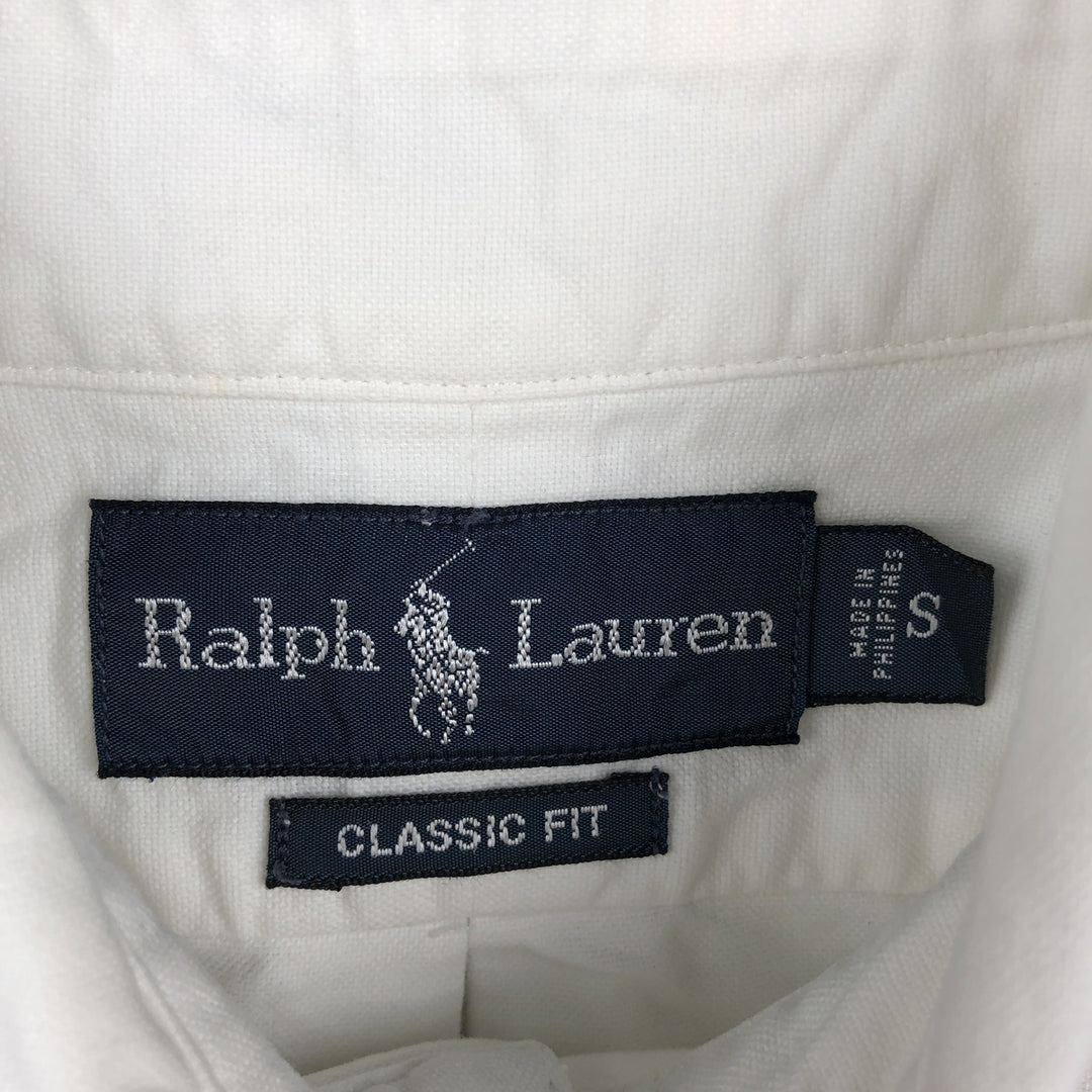 Ralph Lauren Classic Fit short-sleeved button-down shirt, men's size S cotton white type Vintage Second Hand