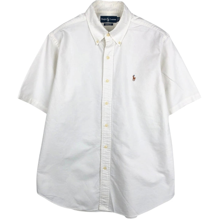 Ralph Lauren Classic Fit short sleeve button down shirt, men's size L cotton white type Vintage Second Hand