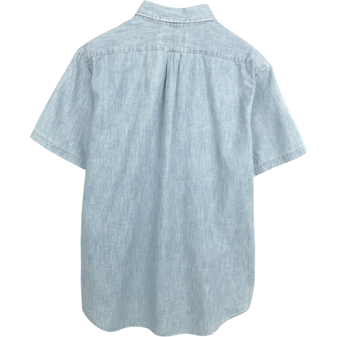 Ralph Lauren Chambray short sleeve button down shirt, men's XL size cotton blue type Vintage Second Hand
