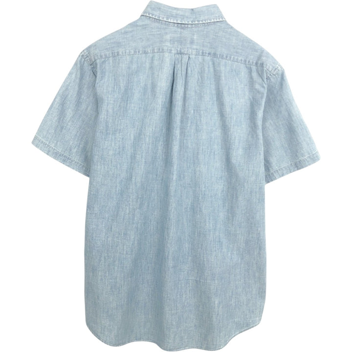 Ralph Lauren Chambray short sleeve button down shirt, men's XL size cotton blue type Vintage Second Hand