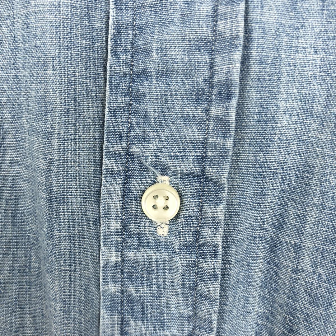 Ralph Lauren Chambray short sleeve button down shirt, men's XL size cotton blue type Vintage Second Hand