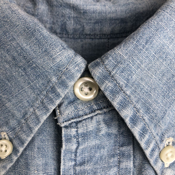 Ralph Lauren Chambray short sleeve button down shirt, men's XL size cotton blue type Vintage Second Hand