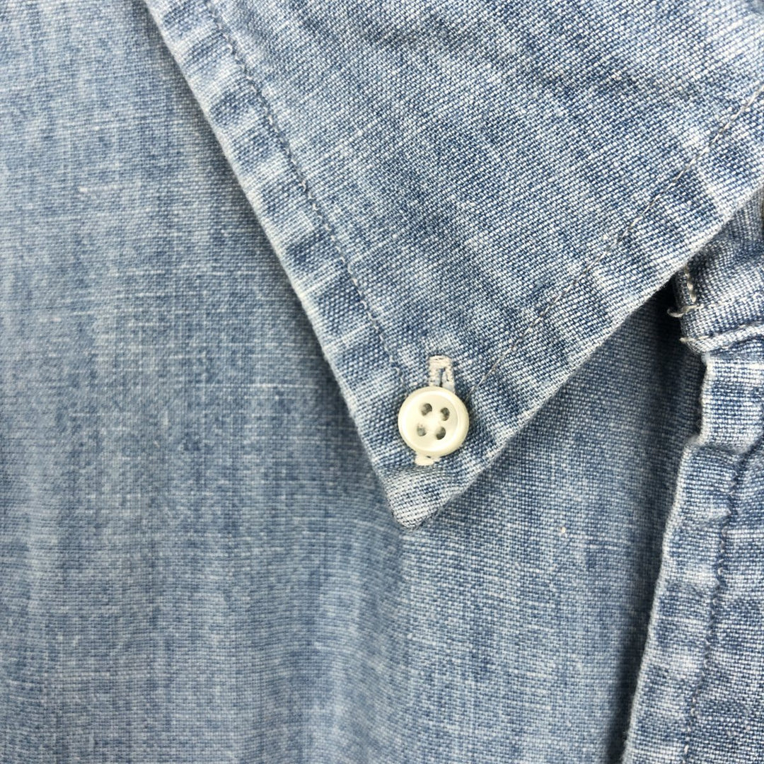 Ralph Lauren Chambray short sleeve button down shirt, men's XL size cotton blue type Vintage Second Hand