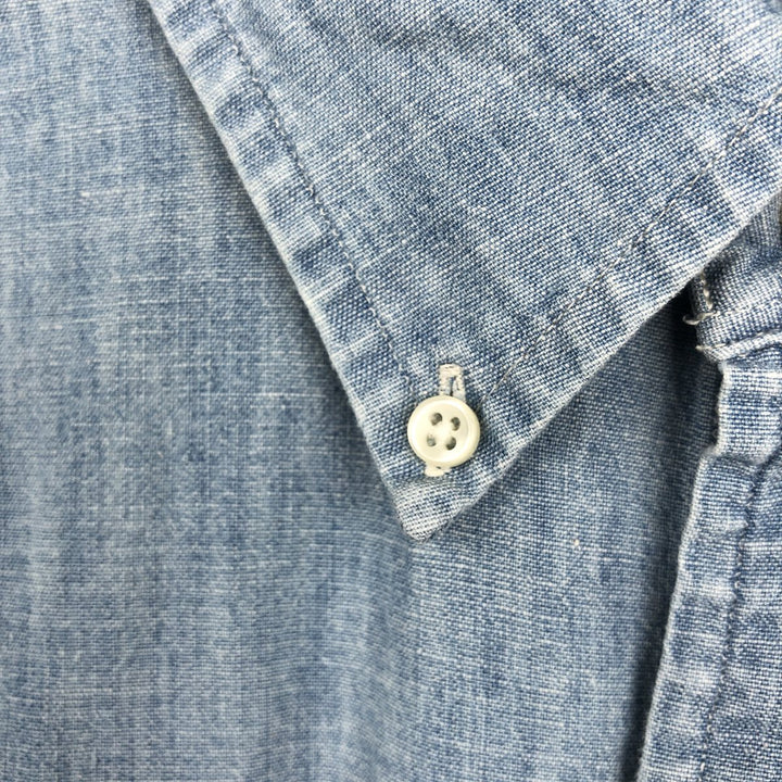 Ralph Lauren Chambray short sleeve button down shirt, men's XL size cotton blue type Vintage Second Hand