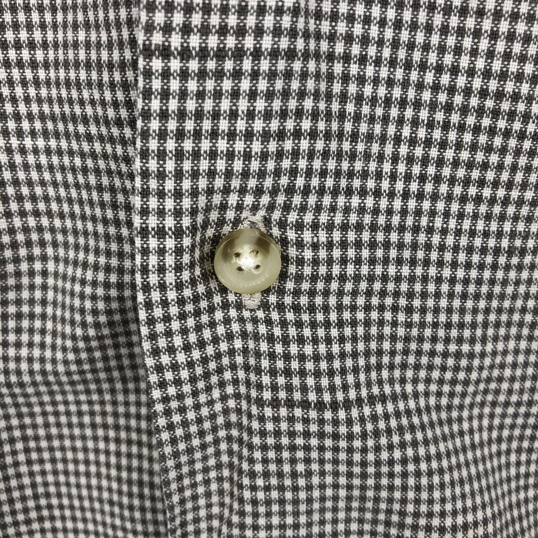 Dockers Check Pattern Short-Sleeve Open Collar Cotton x Linen Shirt, Boxy Fit, Men's Size L (approx.) linen Khaki type Vintage Second Hand