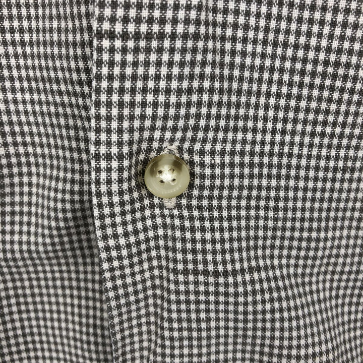 Dockers Check Pattern Short-Sleeve Open Collar Cotton x Linen Shirt, Boxy Fit, Men's Size L (approx.) linen Khaki type Vintage Second Hand