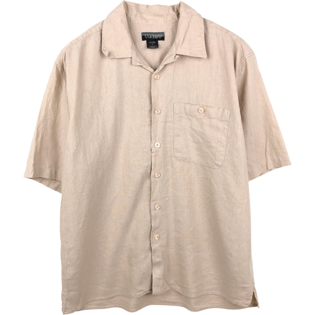 TRUST Short Sleeve Open Collar Linen Shirt, Box Shirt, Men's XL linen Beige type Vintage Second Hand