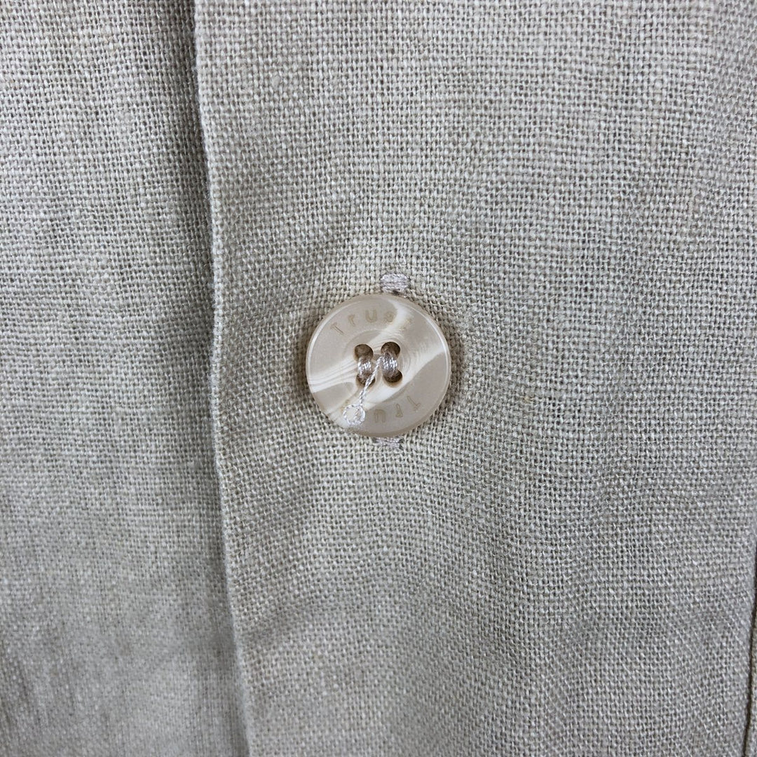 TRUST Short Sleeve Open Collar Linen Shirt, Box Shirt, Men's XL linen Beige type Vintage Second Hand