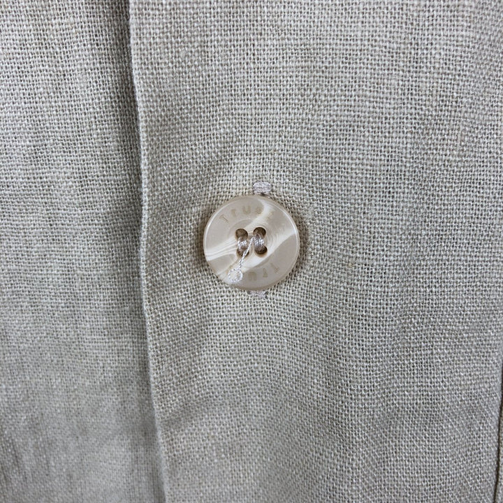 TRUST Short Sleeve Open Collar Linen Shirt, Box Shirt, Men's XL linen Beige type Vintage Second Hand