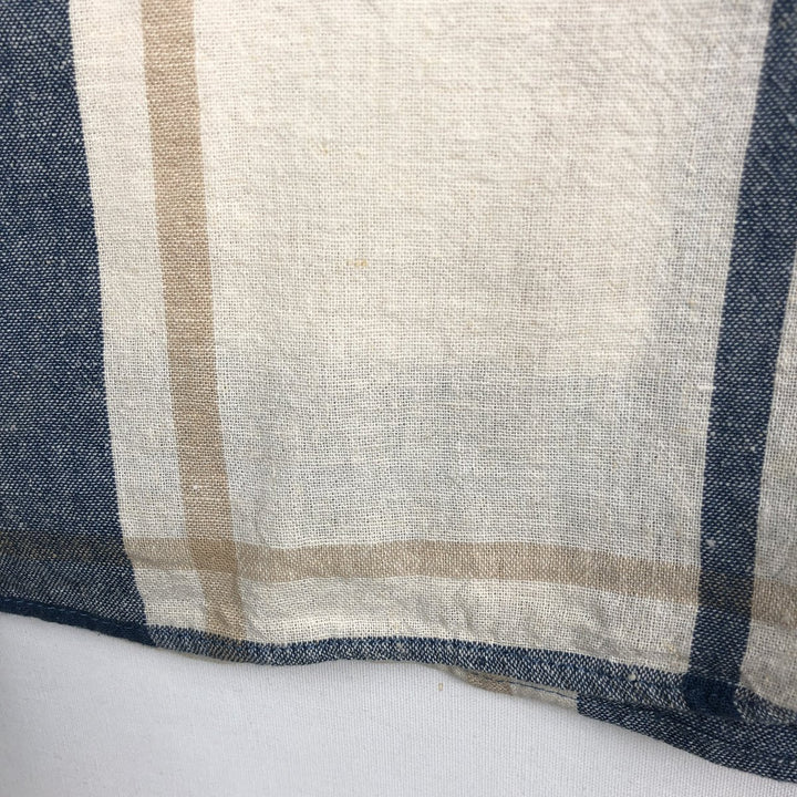 TRUST Check Pattern Short-Sleeve Open Collar Linen x Rayon Box Shirt (Men's XL equivalent) linen blue type Vintage Second Hand