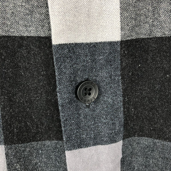 TRUST Check Pattern Short Sleeve Open Collar Rayon x Linen Shirt Box Shirt Men's XL Size linen gray type Vintage Second Hand