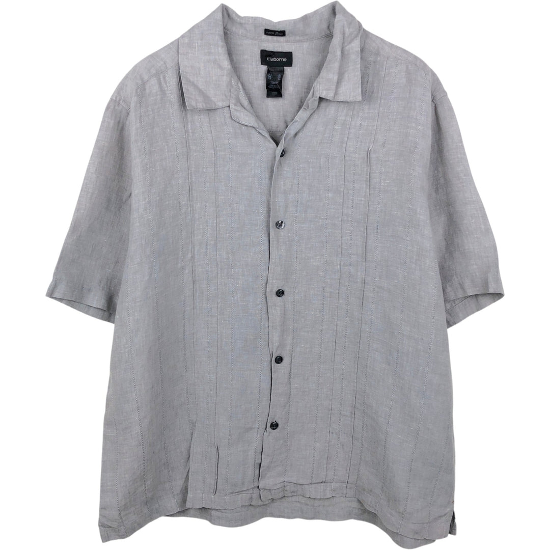 Liz Claiborne short-sleeved open-collar linen shirt, boxy fit, men's size XL. linen gray type Vintage Second Hand