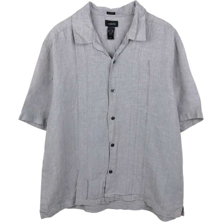 Liz Claiborne short-sleeved open-collar linen shirt, boxy fit, men's size XL. linen gray type Vintage Second Hand