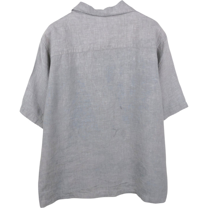 Liz Claiborne short-sleeved open-collar linen shirt, boxy fit, men's size XL. linen gray type Vintage Second Hand