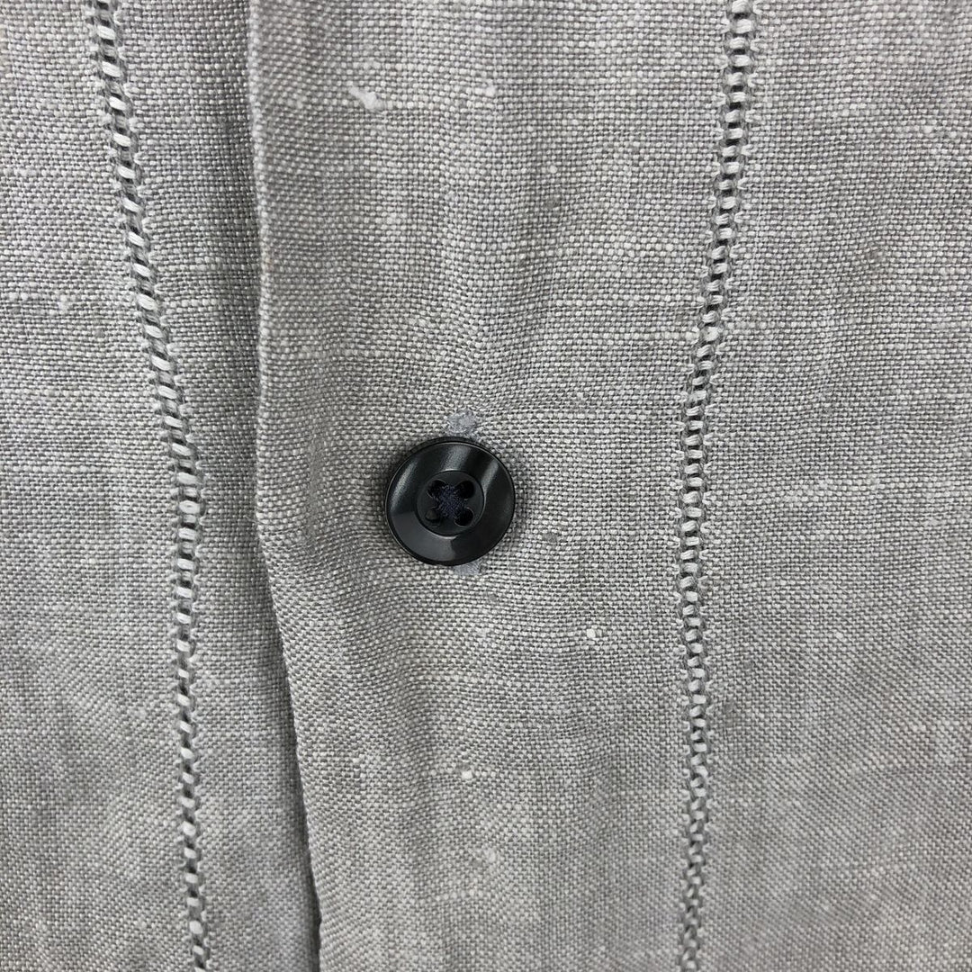 Liz Claiborne short-sleeved open-collar linen shirt, boxy fit, men's size XL. linen gray type Vintage Second Hand
