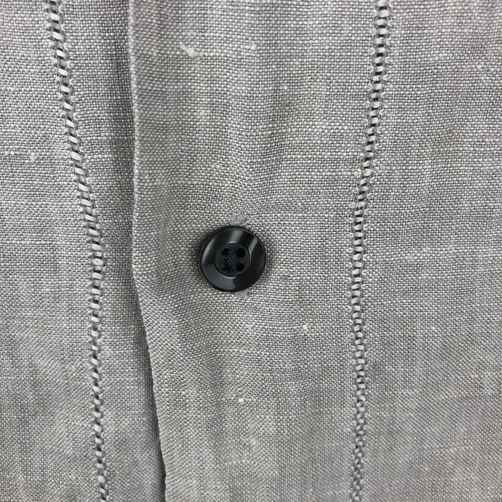 Liz Claiborne short-sleeved open-collar linen shirt, boxy fit, men's size XL. linen gray type Vintage Second Hand