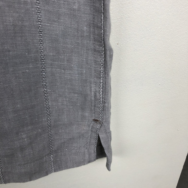 Liz Claiborne short-sleeved open-collar linen shirt, boxy fit, men's size XL. linen gray type Vintage Second Hand