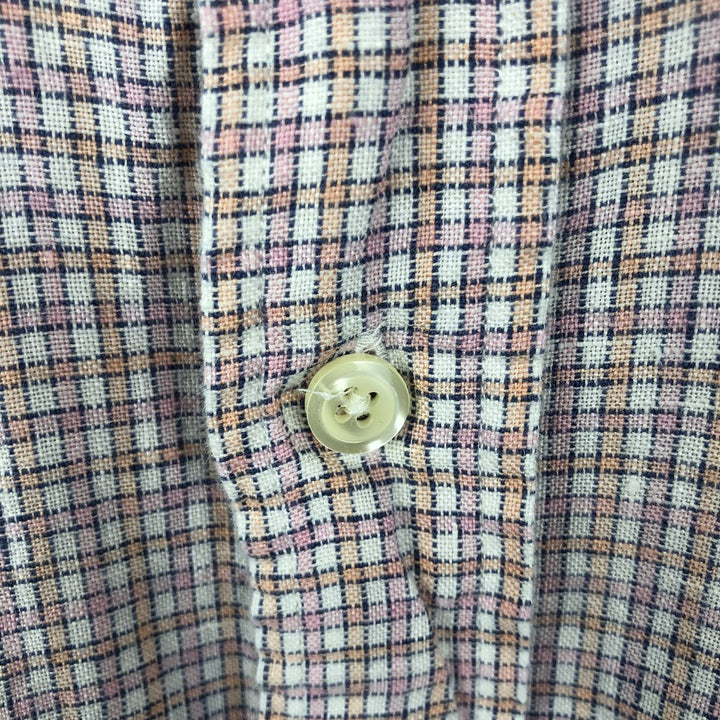 Brooks Brothers 346 Check Pattern Short-Sleeve Linen Shirt (Men's Size M) linen pink type Vintage Second Hand