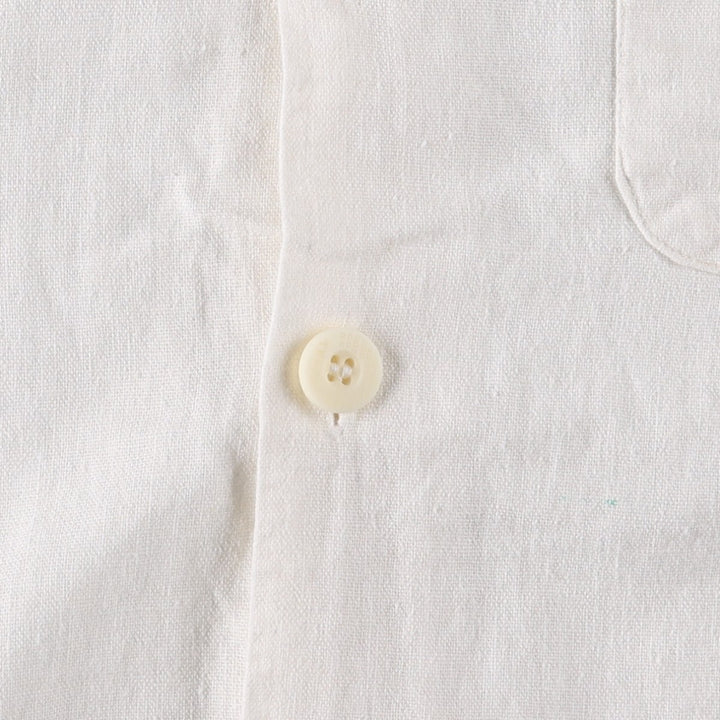 TRUST Short-Sleeve Open-Collar Rayon x Linen Box Shirt (Men's Size L) linen white type Vintage Second Hand