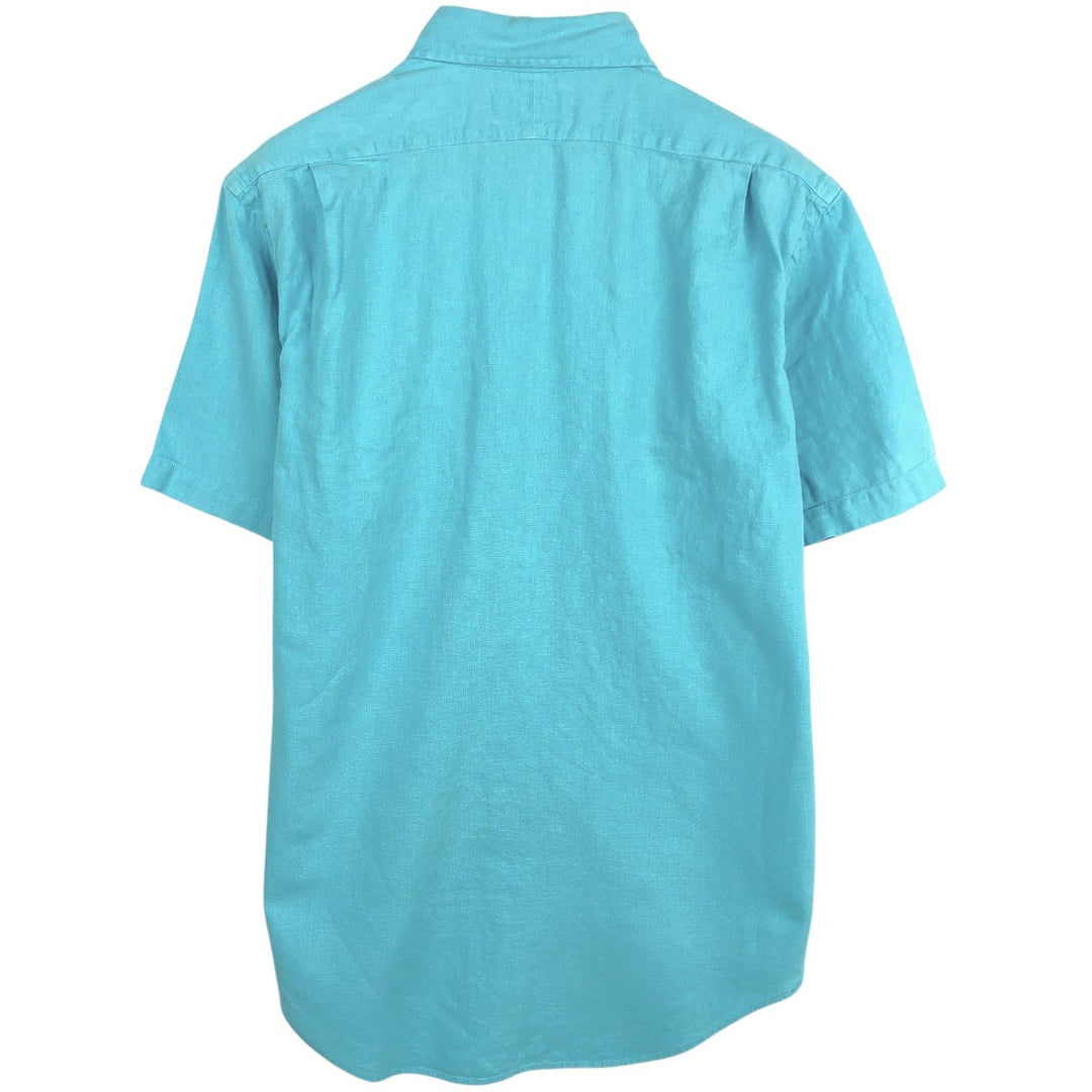 Ralph Lauren POLO by Ralph Lauren short sleeve linen x cotton shirt, men's size M linen Blue type light blue Vintage Second Hand
