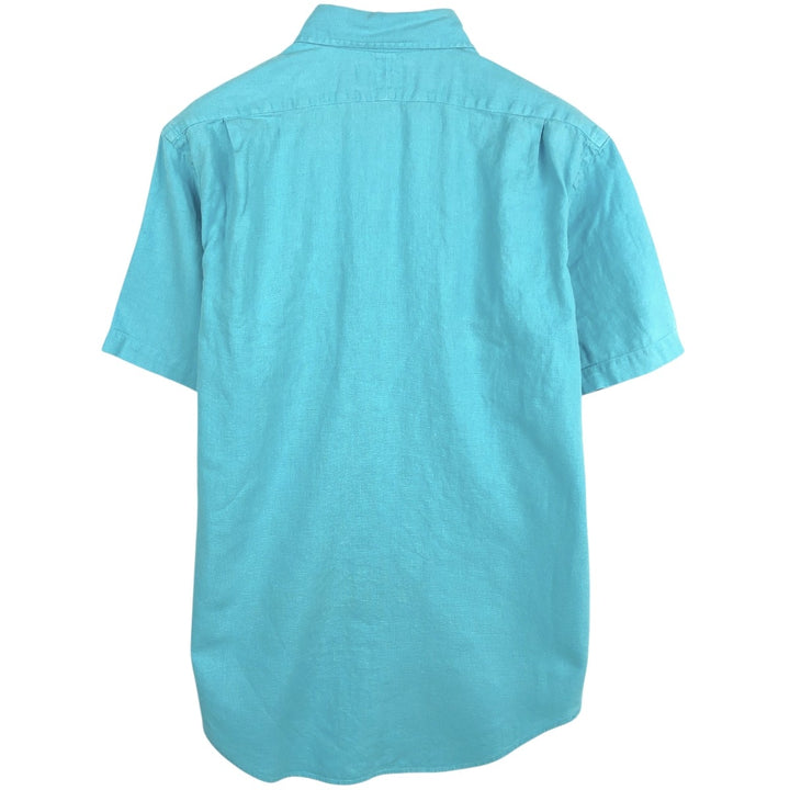 Ralph Lauren POLO by Ralph Lauren short sleeve linen x cotton shirt, men's size M linen Blue type light blue Vintage Second Hand