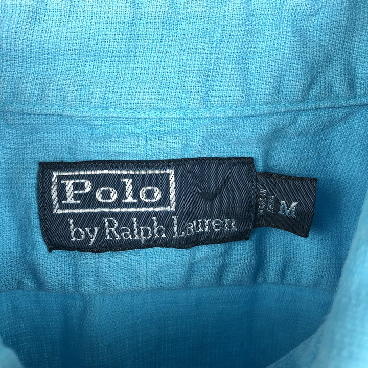 Ralph Lauren POLO by Ralph Lauren short sleeve linen x cotton shirt, men's size M linen Blue type light blue Vintage Second Hand