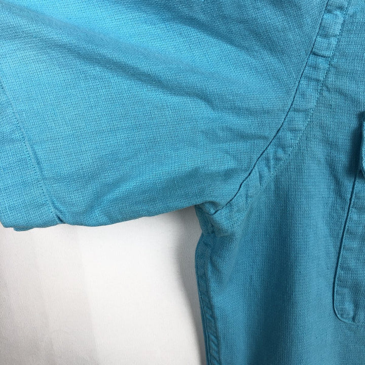 Ralph Lauren POLO by Ralph Lauren short sleeve linen x cotton shirt, men's size M linen Blue type light blue Vintage Second Hand
