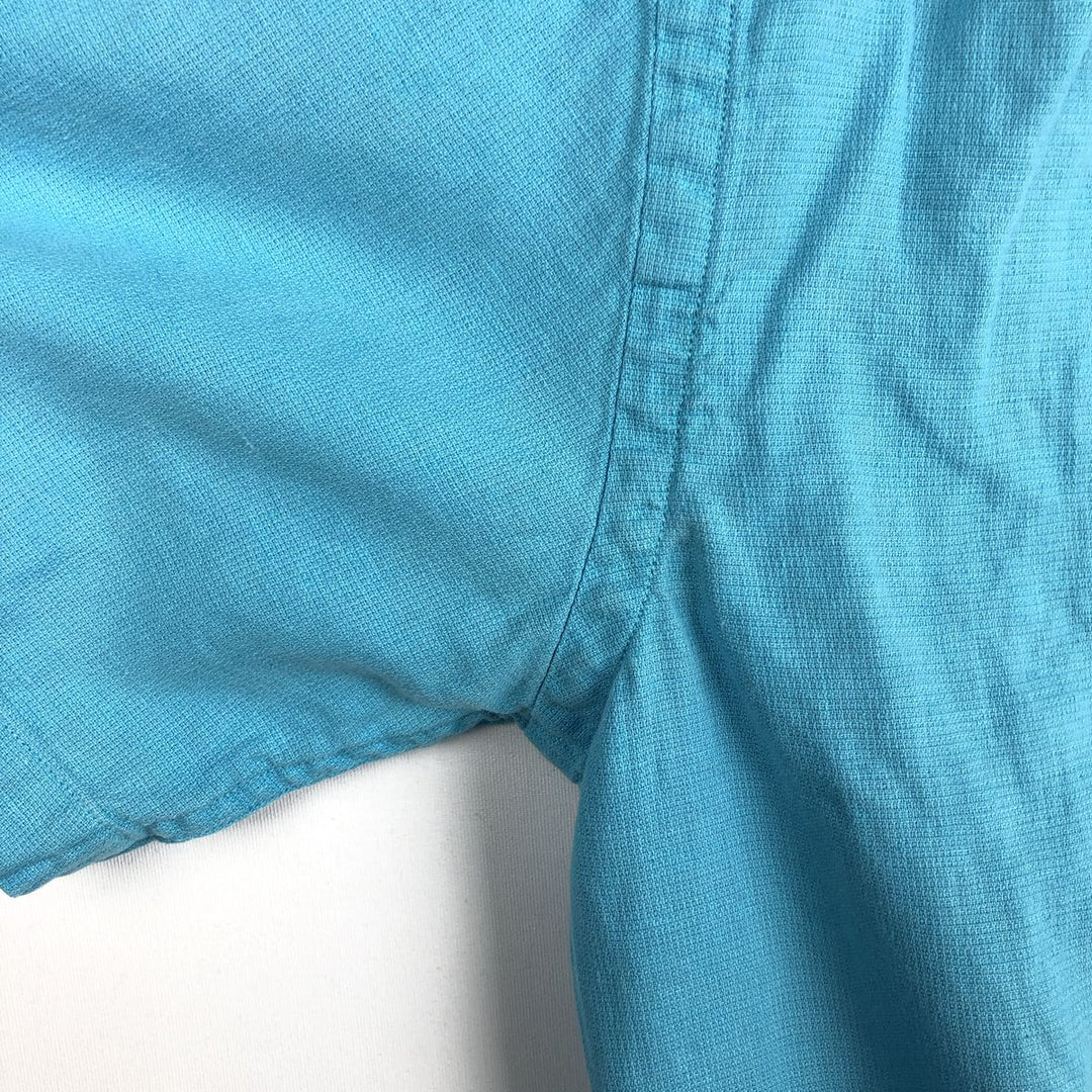Ralph Lauren POLO by Ralph Lauren short sleeve linen x cotton shirt, men's size M linen Blue type light blue Vintage Second Hand