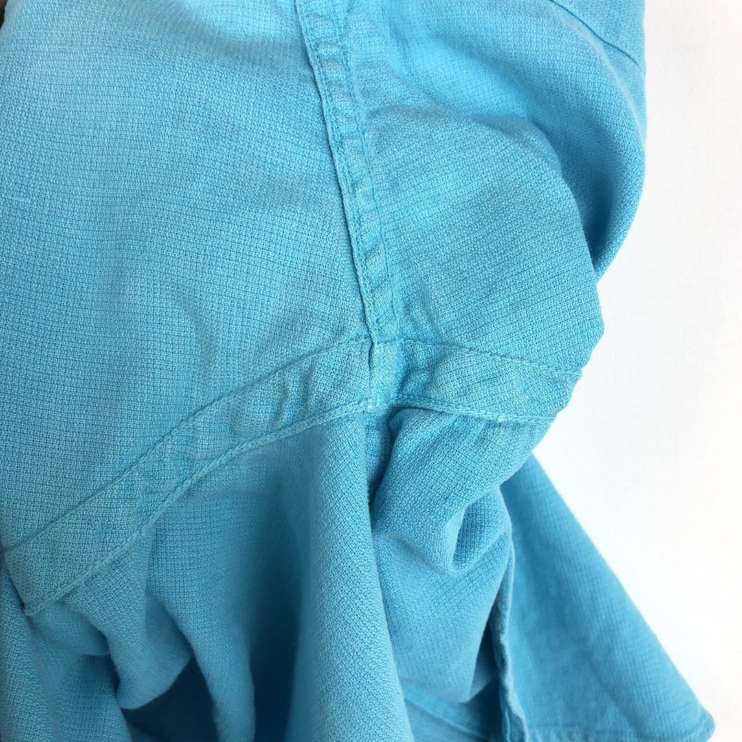 Ralph Lauren POLO by Ralph Lauren short sleeve linen x cotton shirt, men's size M linen Blue type light blue Vintage Second Hand