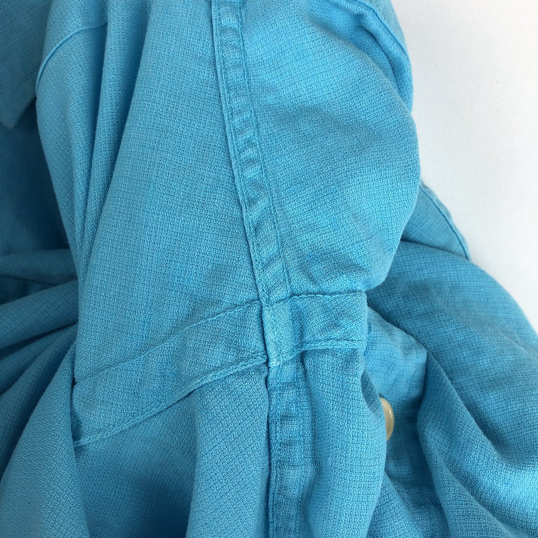 Ralph Lauren POLO by Ralph Lauren Short-Sleeve Linen x Cotton Shirt, Men's Size XL (approx.) linen Blue type light blue Vintage Second Hand