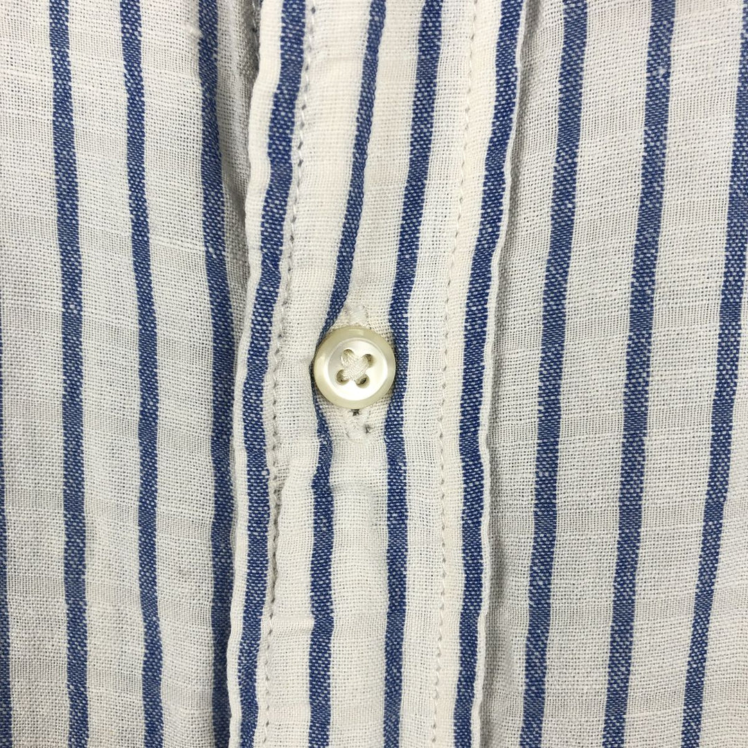 Ralph Lauren POLO JEANS COMPANY Stripe Pattern Short-Sleeve Linen x Cotton Shirt, Men's Size XL (approx.) linen blue type Vintage Second Hand