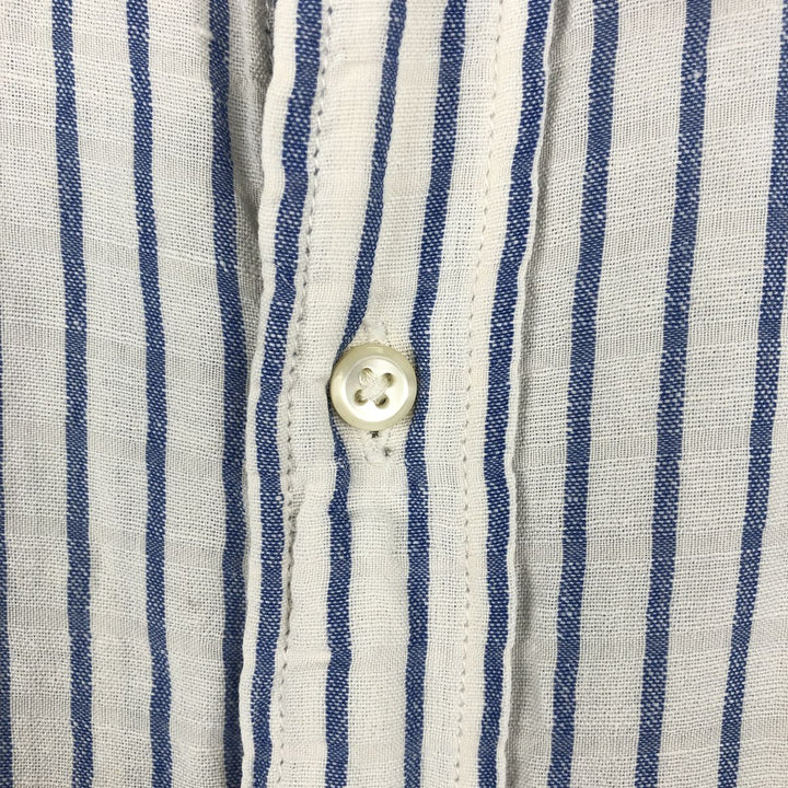 Ralph Lauren POLO JEANS COMPANY Stripe Pattern Short-Sleeve Linen x Cotton Shirt, Men's Size XL (approx.) linen blue type Vintage Second Hand