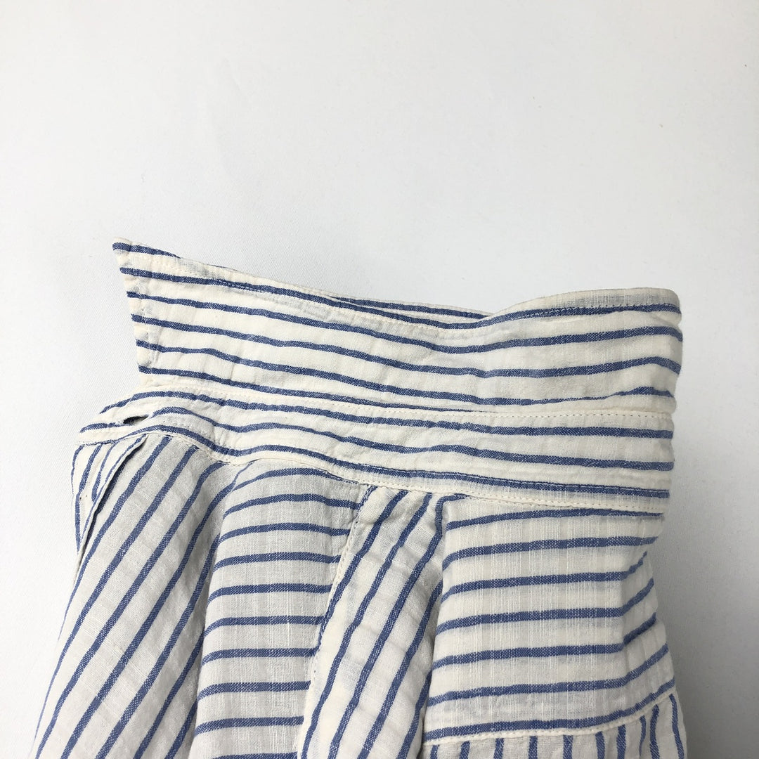 Ralph Lauren POLO JEANS COMPANY Stripe Pattern Short-Sleeve Linen x Cotton Shirt, Men's Size XL (approx.) linen blue type Vintage Second Hand