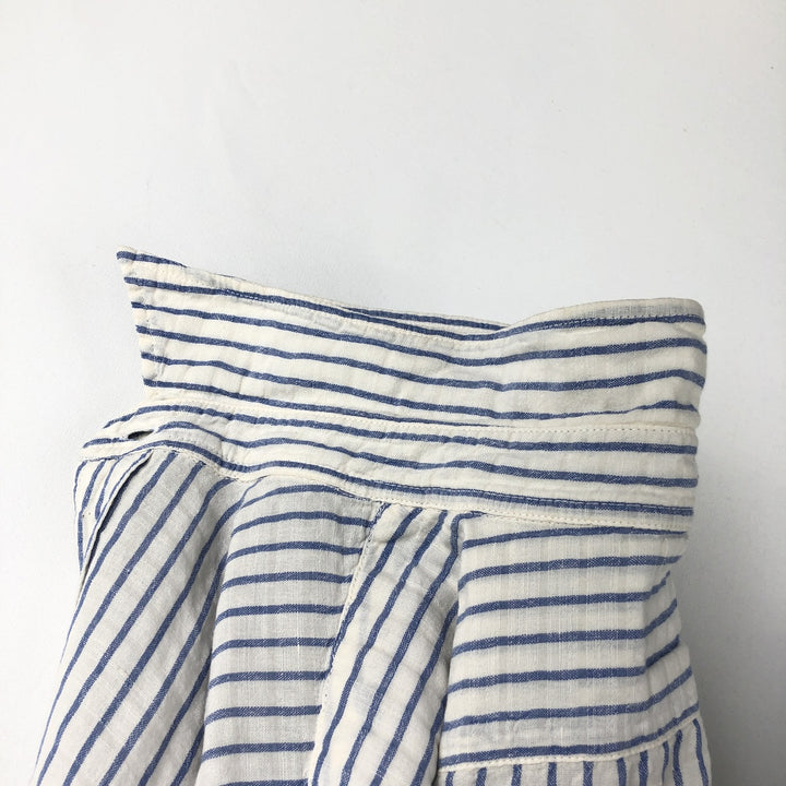 Ralph Lauren POLO JEANS COMPANY Stripe Pattern Short-Sleeve Linen x Cotton Shirt, Men's Size XL (approx.) linen blue type Vintage Second Hand