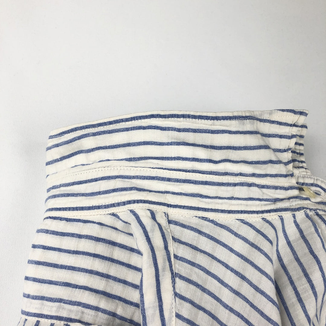 Ralph Lauren POLO JEANS COMPANY Stripe Pattern Short-Sleeve Linen x Cotton Shirt, Men's Size XL (approx.) linen blue type Vintage Second Hand