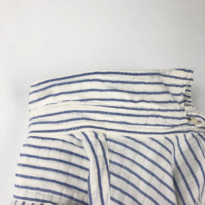 Ralph Lauren POLO JEANS COMPANY Stripe Pattern Short-Sleeve Linen x Cotton Shirt, Men's Size XL (approx.) linen blue type Vintage Second Hand